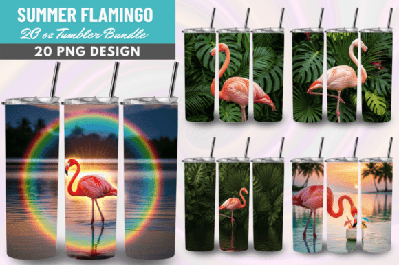 Download Summer Flamingo 20oz Skinny Tumbler Wrap - Premium Resources