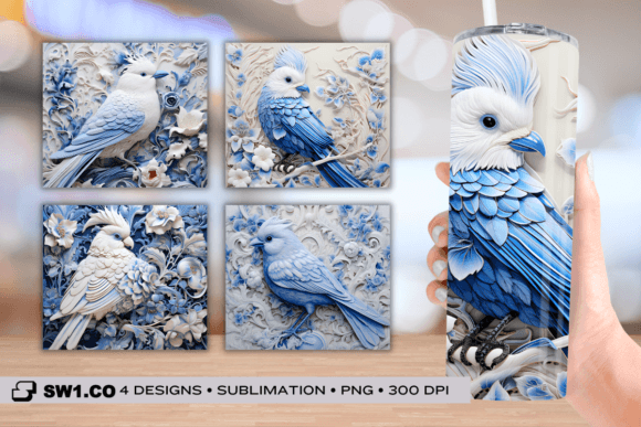 Download 3D Bird Skinny Tumbler Sublimation Wrap - Tumbler sublimation Collection