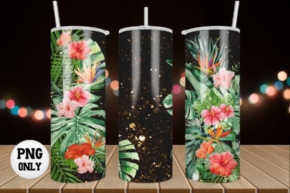 Download Tropical Flower Tumbler Wrap Sublimation - Premium Bundle